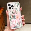 Luxury Floral Pattern Clear Shockproof Case For iPhone 16 Pro Max 16E 15 14 Pro 13 12 11 Diamond Frame Anti-Fall Soft Silicone Phone Cover