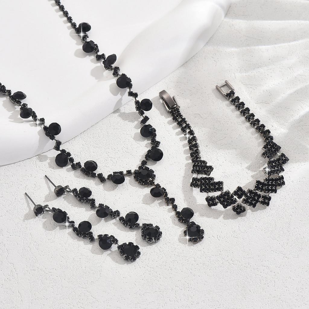 Rhinestone Jewelry, Necklace, Earrings, Bracelet, Three-Piece Jewelry Accessories Bride, Wedding Accessories Versatile