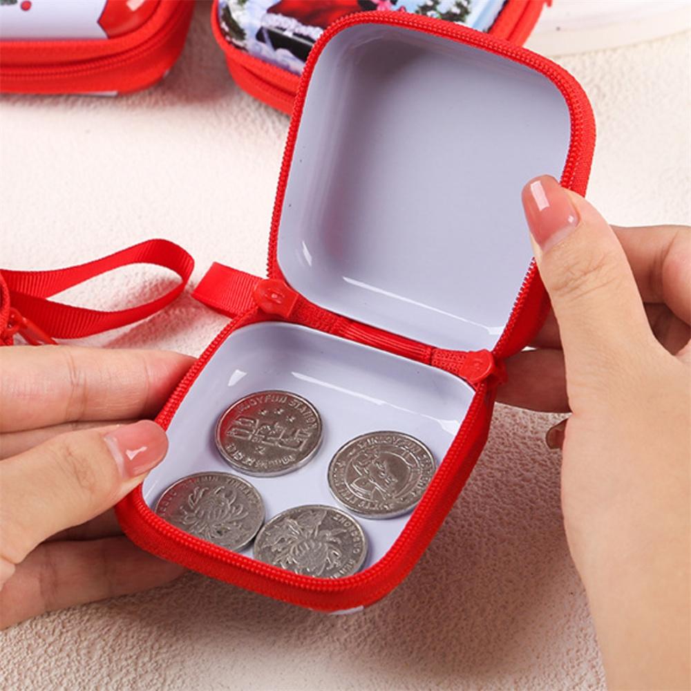 Christmas Theme Coin Purse Creative Printed Santa Claus Snowman Candy Storage Bag Kids Toy Organizer Phone Keyring Pendant Gifts