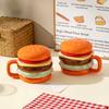 1Pc Italian Hamburger-Shaped Ceramic Cup, Featuring A Multi-Layered Hamburger Design, Bright And Fun Colors, Making It More Convenient To Eat While