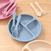 Silicone  Plates for Babies Toddlers Self Feeding Baby Plate with Silicone Spoon & Fork BPA Free