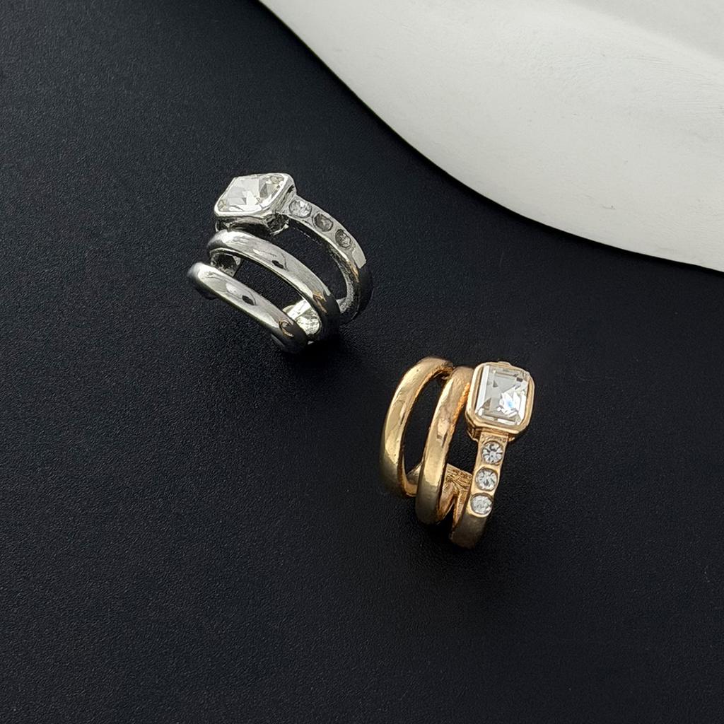 3 Layers Fashion Crystal Clip Earrings for Women Girls Minimalist Metal C-shaped Fake Piercing Ear Cuff Ear Jewelry Gifts