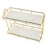 Bathroom Storage Rack Gold White 2 Tier Makeup Shelf Humanized Structure Anti Slip Counter
