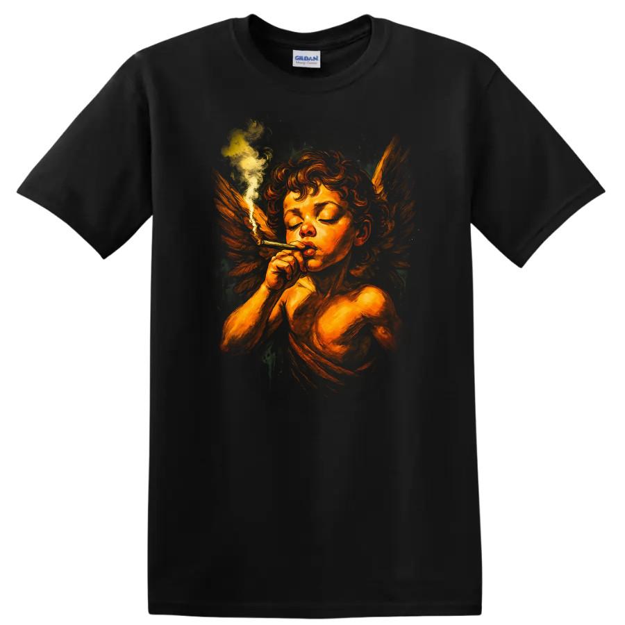 Angel Smoking Graphic T Shirt Urban Streetwear Art Casual Tee Design Trendy