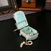 Enamel Jewelry Box Stroller Shape with Bear Ornament, Soft Blue Pink Accessory Box for Rings, Earrings, Bedside Table and Shelf Display