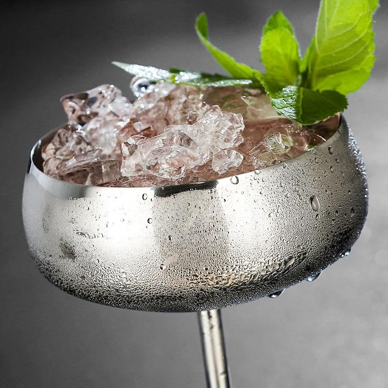 304 Stainless Steel Stemmed Cocktail & Wine Glass – Martini, Champagne, Bar Cup