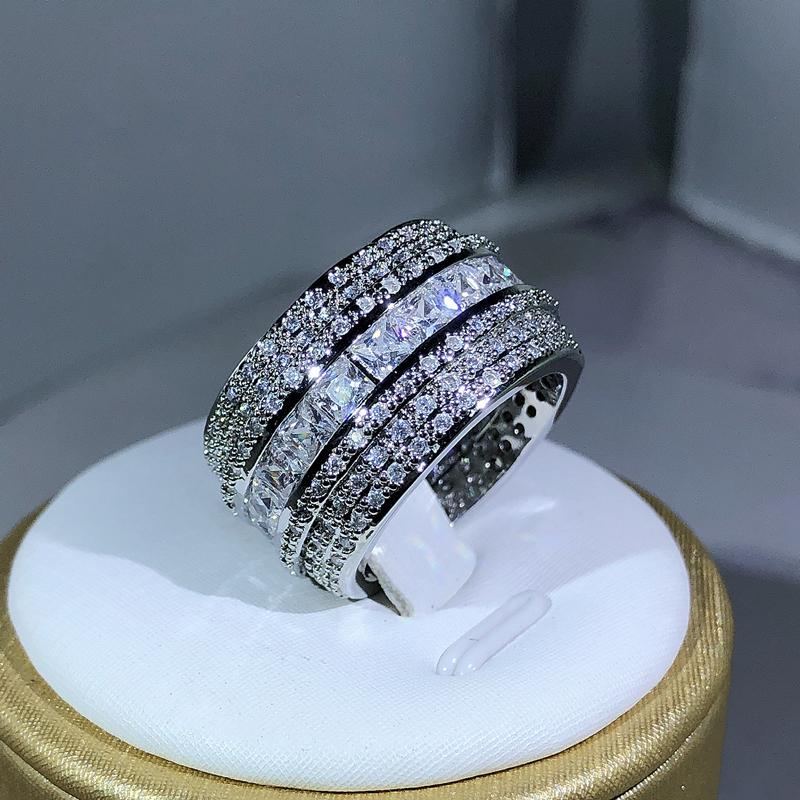 Elegant  Sterling Silver Exquisite White Zircon Stone Ring Finger Rings For Women Love Valentine's Day Gifts