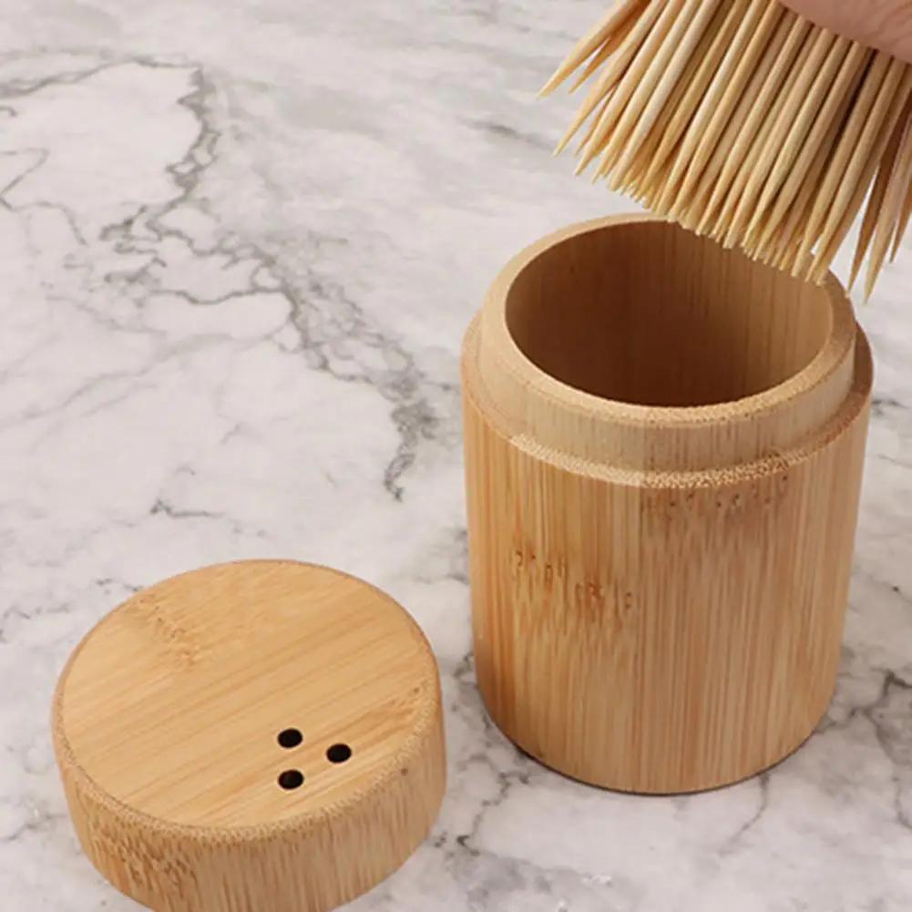 Caja de almacenamiento para palillos de dientes, dispensador portátil a prueba de polvo de gran capacidad, soporte redondo para palillos de dientes, accesorios de cocina para Hotel