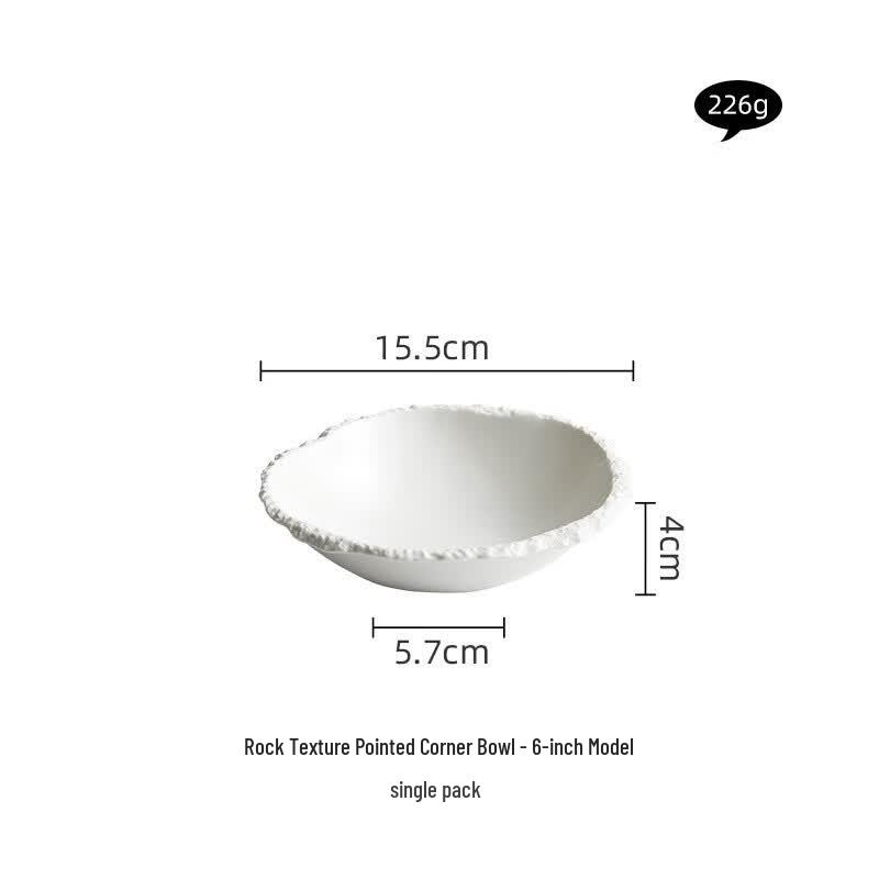 Nordic White Porcelain Stone Pattern Ramen Bowl
