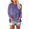 JPNTKY Women's Fashion Casual Solid Color Print O-Neck Long Sleeve Blouses & Shirts