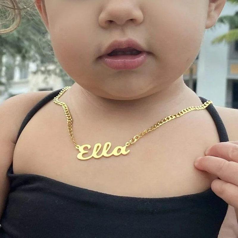 Personalized Name Necklace for Little Girl Boy, Stainless Steel Initial Customized Gift, Mom To Son/daughter