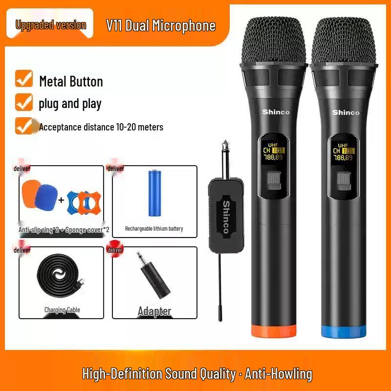 Universal Wireless Microphone for Professional Home & Outdoor KTV Sound Systems with Dual Receivers