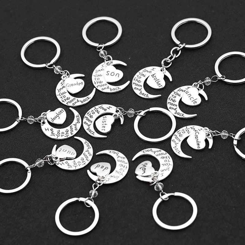1pcs Grandpa/Son I Love you to the moon and back Key Ring Keyring Xmas Gift Silver
