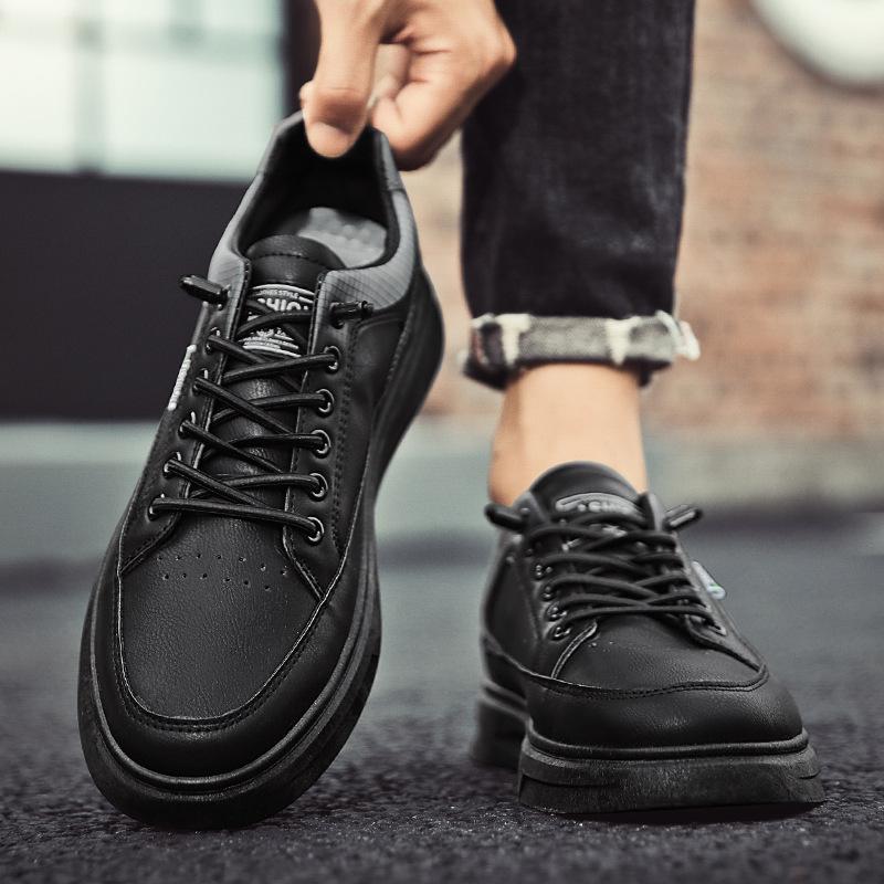 Jarní a podzimní módní ležérní boty Korejská verze nízkých přiléhavých líných bot, jednoduché studentské bíé boty s koženým povrchem