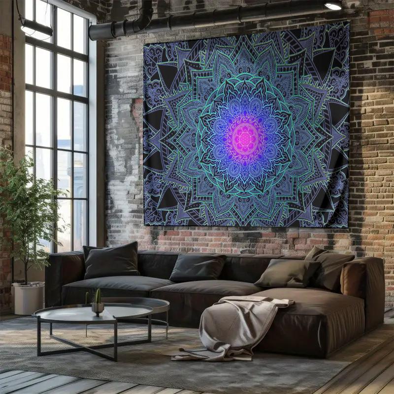 Ethereal BluePurple Mandala Tapestry Psychedelic Style Ideal for Meditation  Relaxation Wall Decor