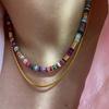Lightweight Natural Stone Necklace Adjustable Rainbow Choker Boho Beaded Bracelet Layering Look