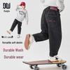Duoduo Home Boys' Retro Embroidered Elastic Waist Denim Jeans