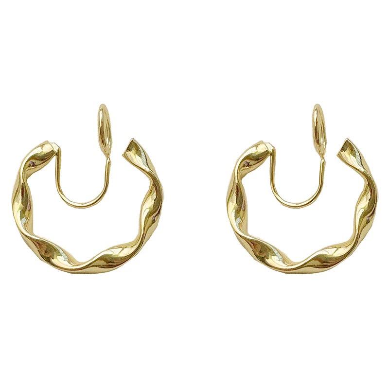 Geometric Metal Twist Earrings Stud Earrings Fashion Commuter Personality Earrings No Piercings Mosquito Coil Disc Ear Clips Earrings
