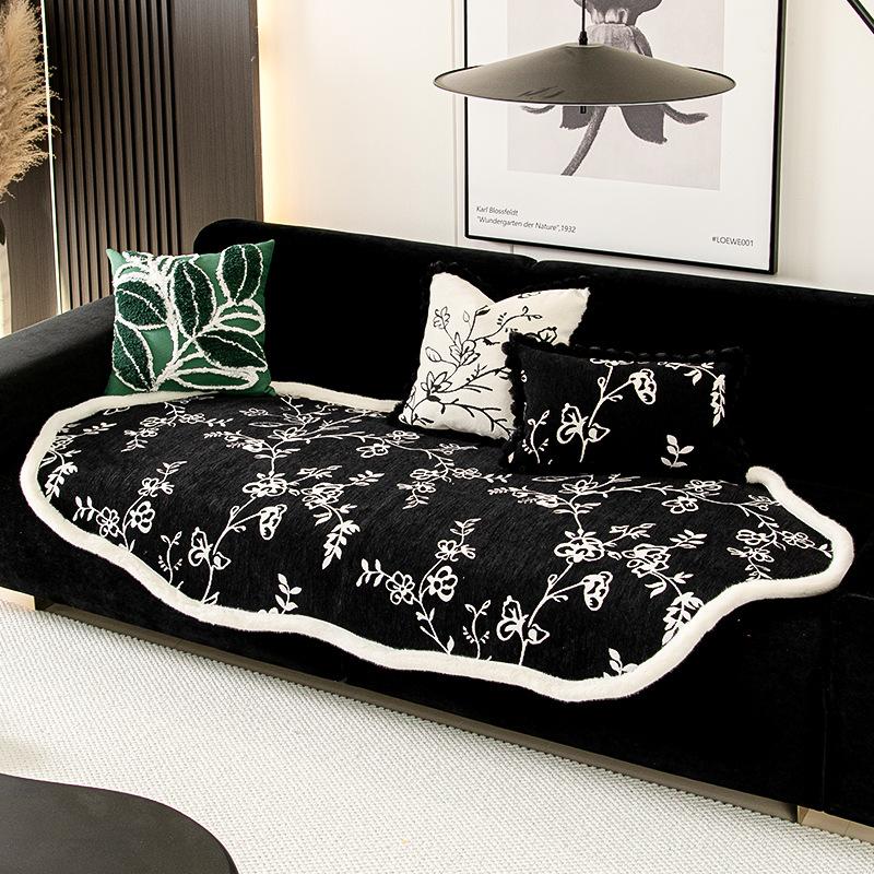 

Скандинавская высококачественная легкая роскошная диванная подушка из синели, нескользящая ткань для дивана, всесезонная универсальная подушка для сиденья 90*90cm