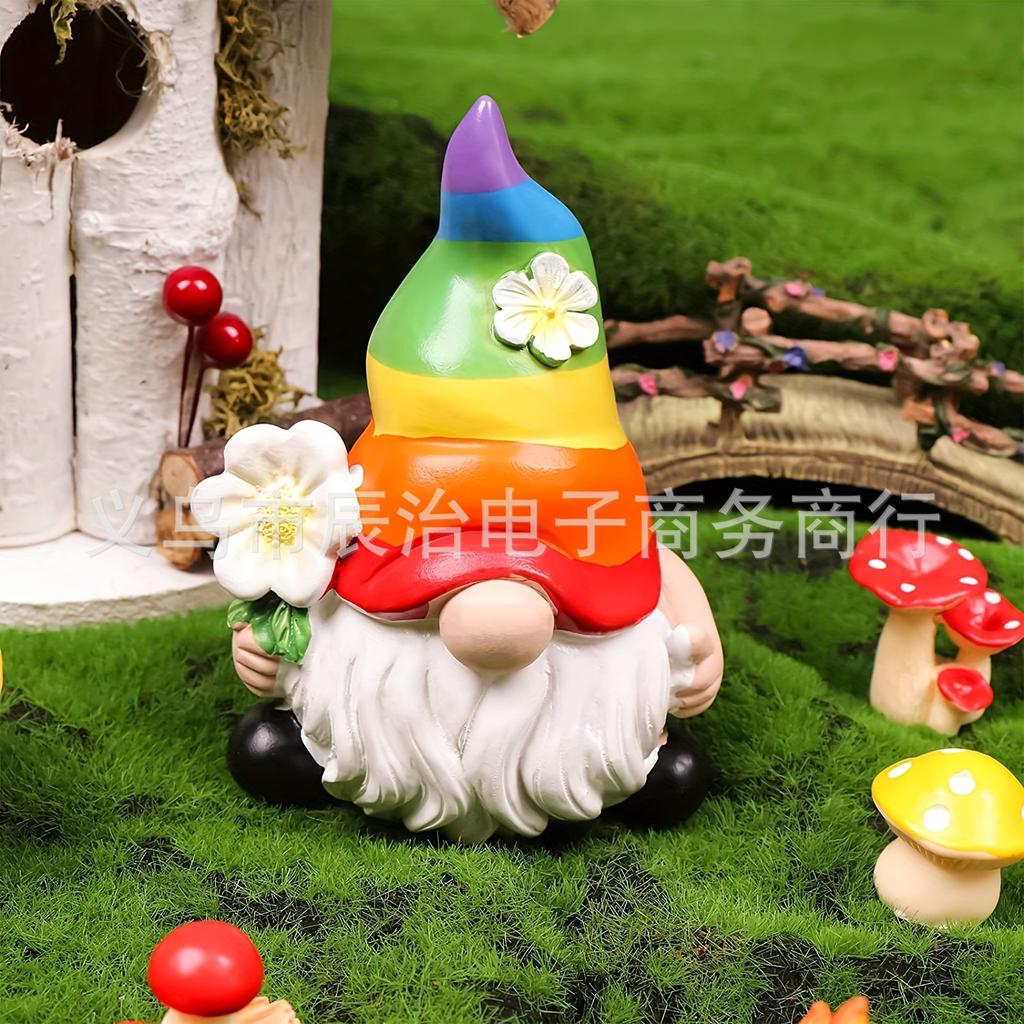Magic Elf Garden Decoration Faceless Gnome Take Flower Goblin Resin Craft