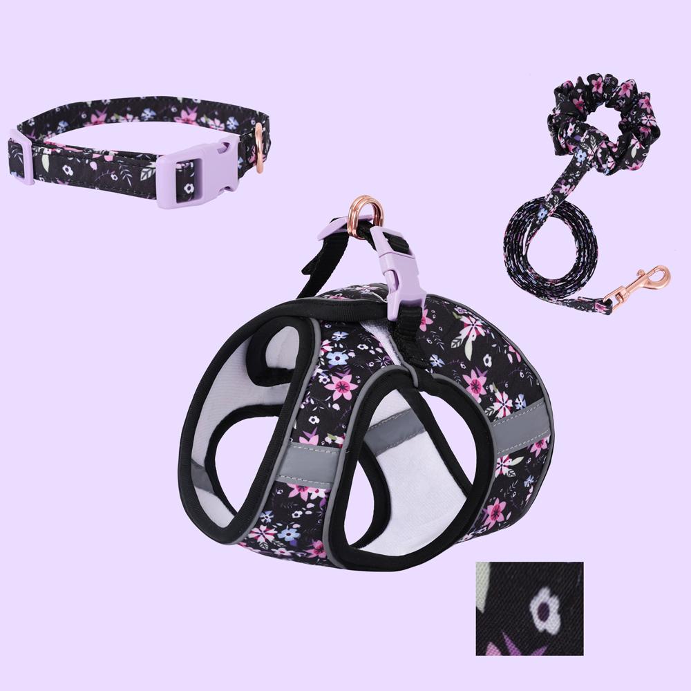 Small Dog Harness Leash Set Cute Traction Bracelet Medium Cat Collar Suit Soft Puppy Vest Harness Adjustable Pet Accessories