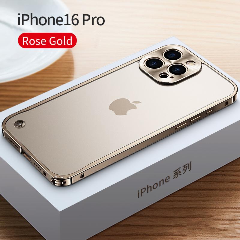 Coque de téléphone à cadre métallique Pour iPhone 17 11 12 13 14 15 16 Pro Max Alliage d'aluminium Protection Complète de l'Objectif Coque Arrière Métallique Plaqué Pour iPhone 13 mini