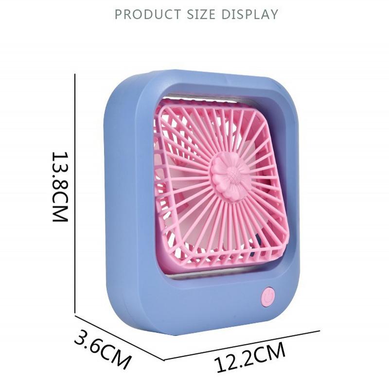 Quadratischer Niedlicher Mini Tragbarer USB-Lade-Schreibtischventilator Sommer Kühlventilator Kühler 2 Windgeschwindigkeiten Einstellbar