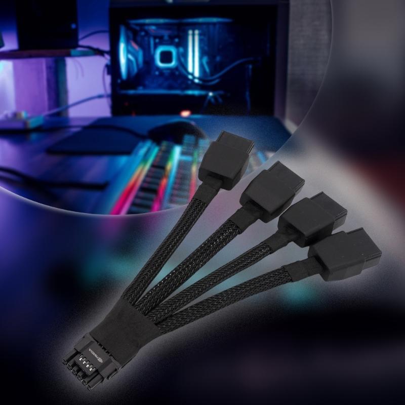 Powerful 600W PCIe 4x 8Pin Female To 16Pin Graphics Card Power Cable 12VHPW For Gaming PC Builds