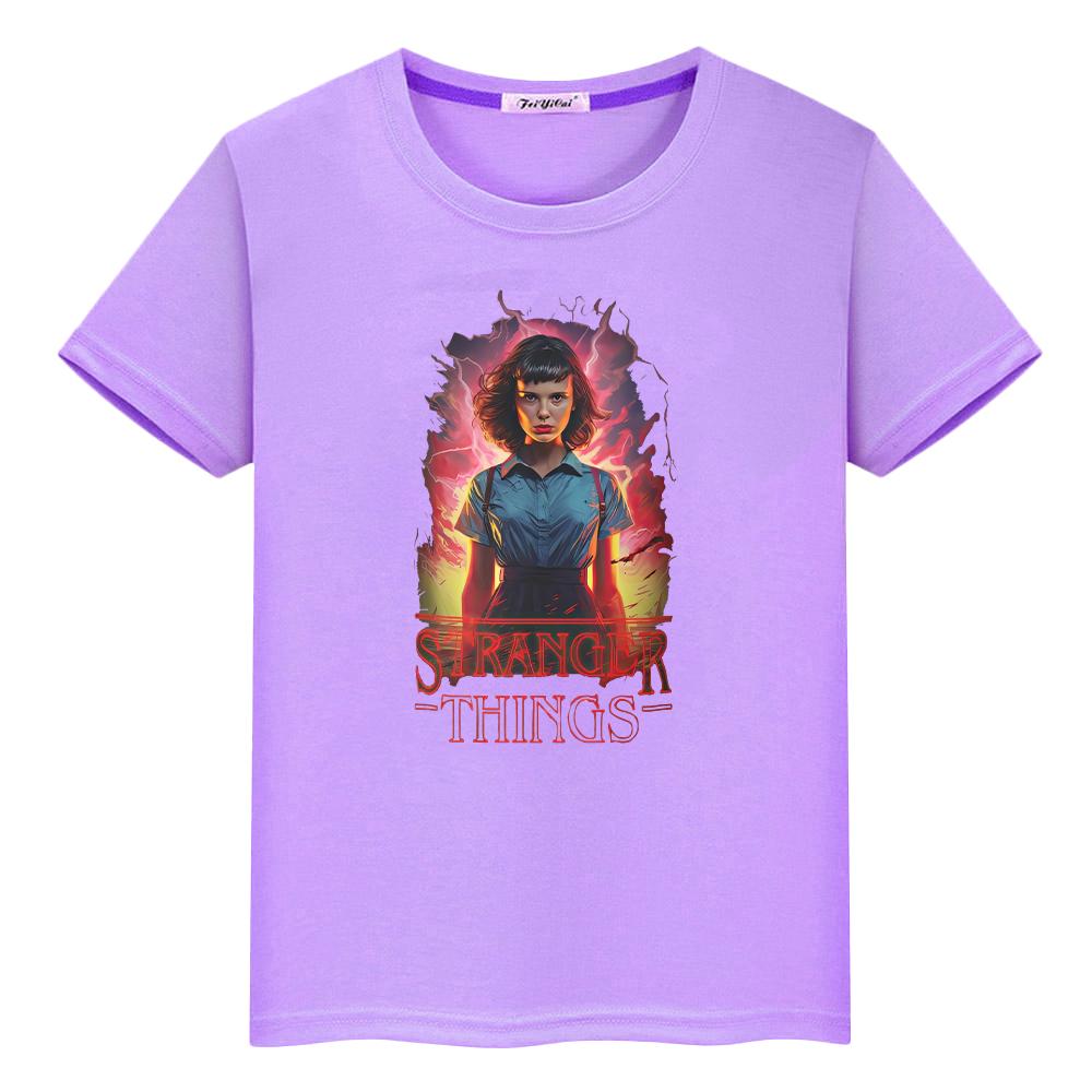 Koszulka z nadrukiem stranger things dla dzieci chłopiec10lat 100%Bawełna Bluzki Koszulki Anime Kawaii Krótki t-shirt y2k one piece ubrania dla dzieci dziewczynki
