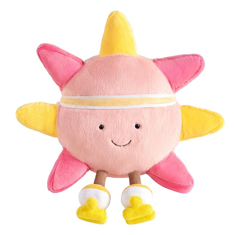 35cm Cartoon Kreative Sonne Plüschtier Kissen Bunt Rollschuh Lachende Sonne Regenbogen Himmel Plüschspielzeug Heimdeko Geschenk Für Kinder about 35cm