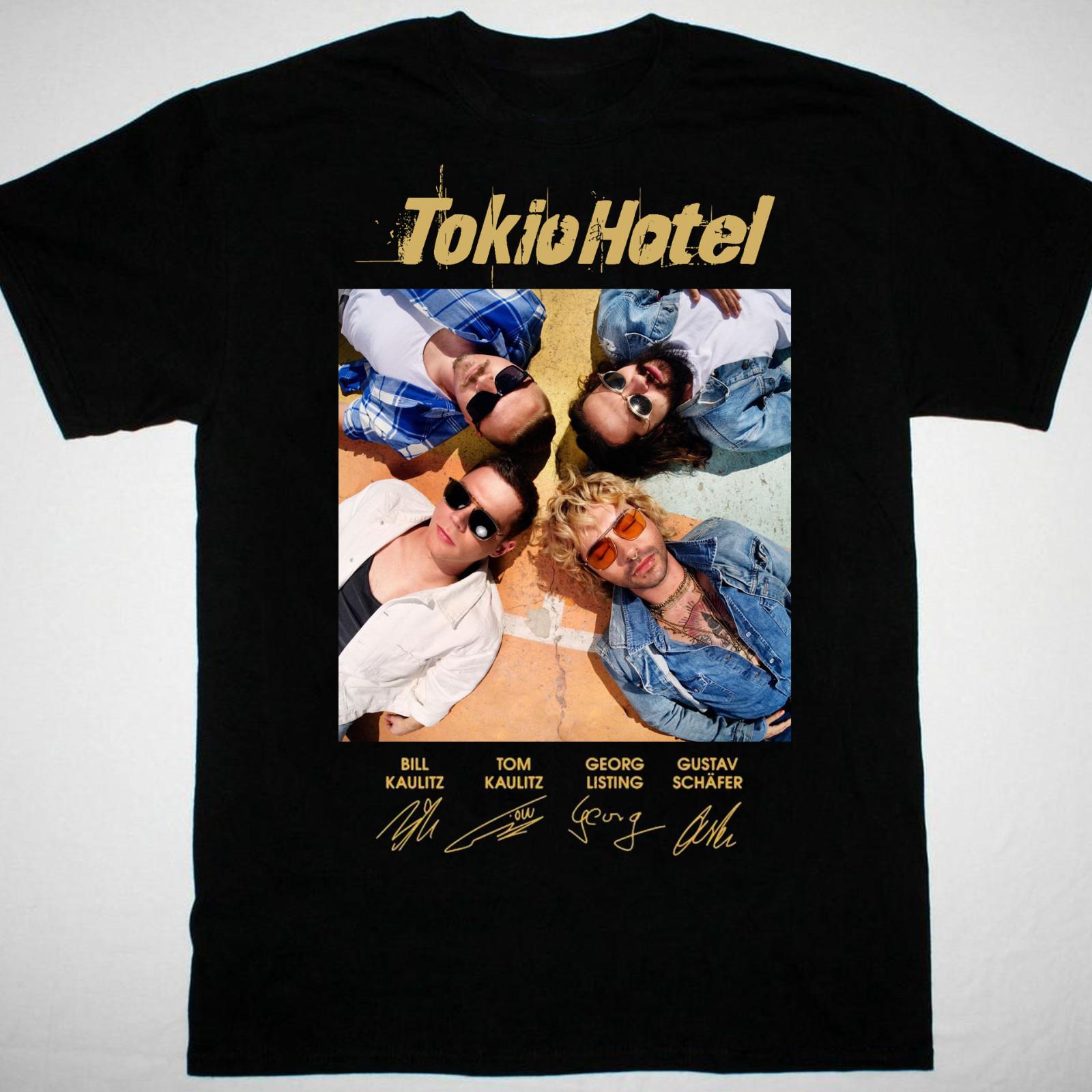 ГОРЯЧАЯ футболка Tokio Hotel черная с автографом Унисекс Все размеры S-5XL XX625 S