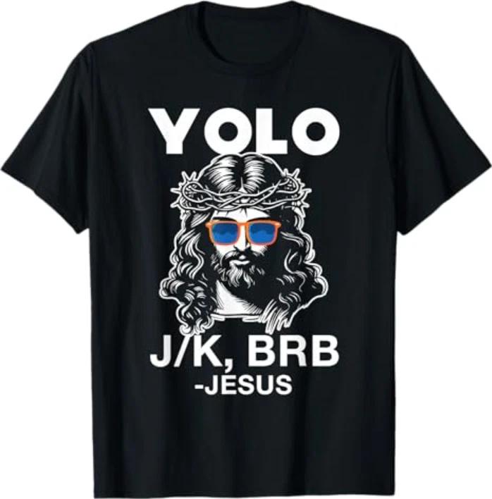 

Смешная футболка с мемом про Иисуса, Пасху, Воскрешение, YOLO J/K BRB S