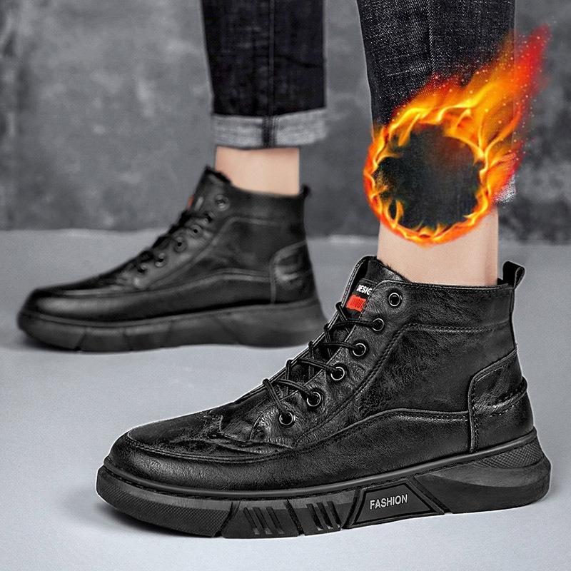 Χειμερινά Ανδρικά Βαμβακερά Παπούτσια Επενδεδυμένα Ψηλά Δερμάτινα Παπούτσια Ζεστά Ανδρικά Παπούτσια Επαγγελματικές Δερμάτινες Μπότες Casual Ανδρικές Μπότες Άνετα Μινιμαλιστικά Ευέλικτα Παπούτσια