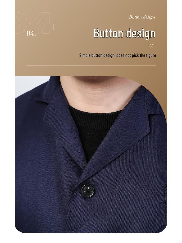 Men's Long-Sleeve Blue Workwear Smock with Custom Logo