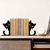 2 ks černých koček zarážek na knihy na police, roztomilý kovový držák na knihy na stůl, robustní protiskluzová zarážka na knihy pro dekoraci domácí kanceláře