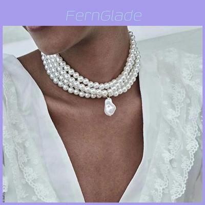 Baroque Pearl Necklace For Women Handmade Multilayer Geometric Design With Elegant Style