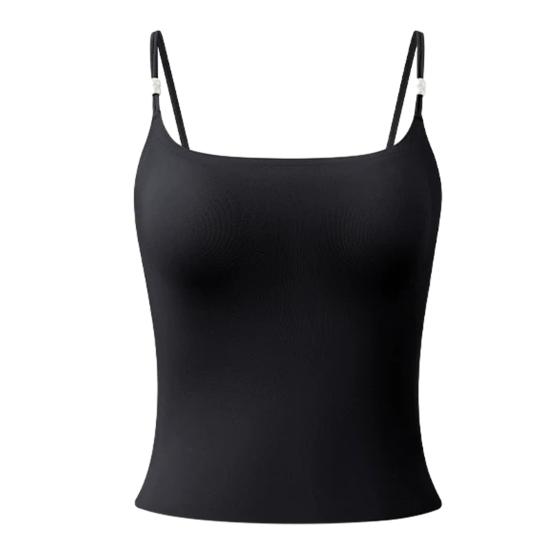 

Women s Tank Tops with Built-in Bra Padded Sleeveless Spaghetti Strap Camisole Tops Double Lined Summer Going Out Basic Cami Shirts M чёрный