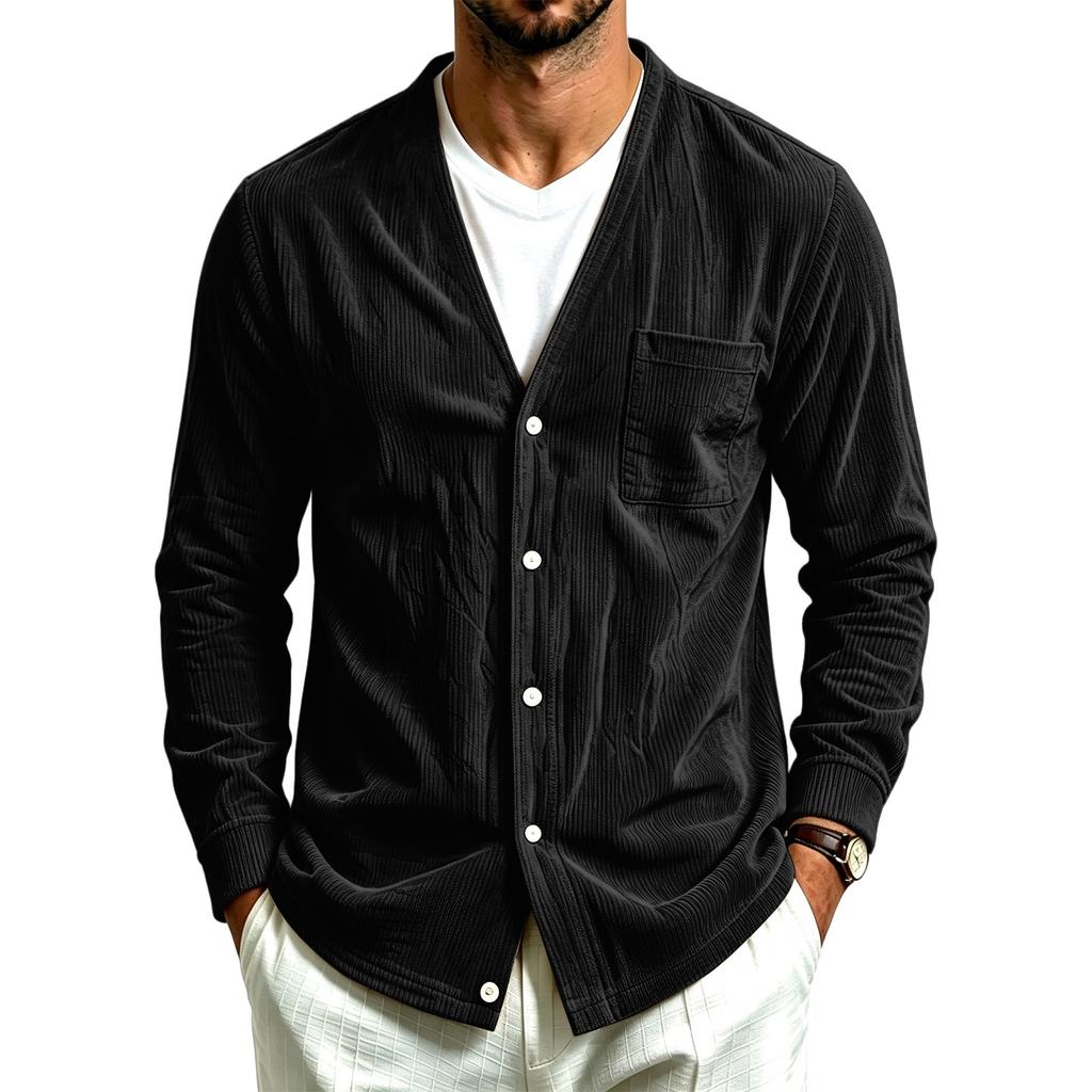 Men's Casual Color Loose Fit Top with Pockets