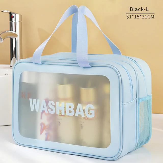 Dry-Wet Separation Partition Toiletry Bag Portable PVC Double-Layer Cosmetic Storage Bag for Travel, Beach, Pool Bathing