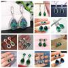 Luxury Square Green Cubic Zirconia Crystal Pendant Earrings Exquisite Fashionable Women'S Wedding Jewelry