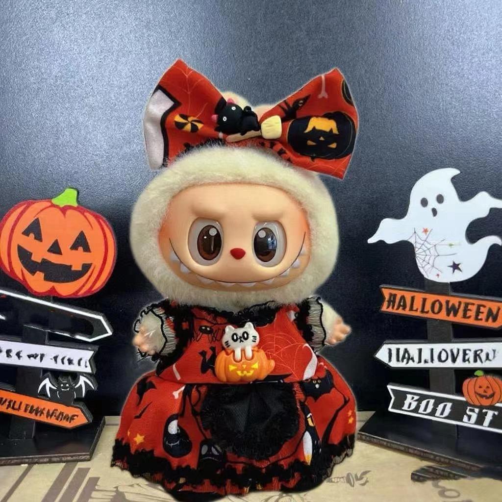 Cute Only Clothing for Labubu Halloween Magical Witch Doll Costume Posture 17cm Vinyl Doll Changing Doll Accessories Toy Gift
