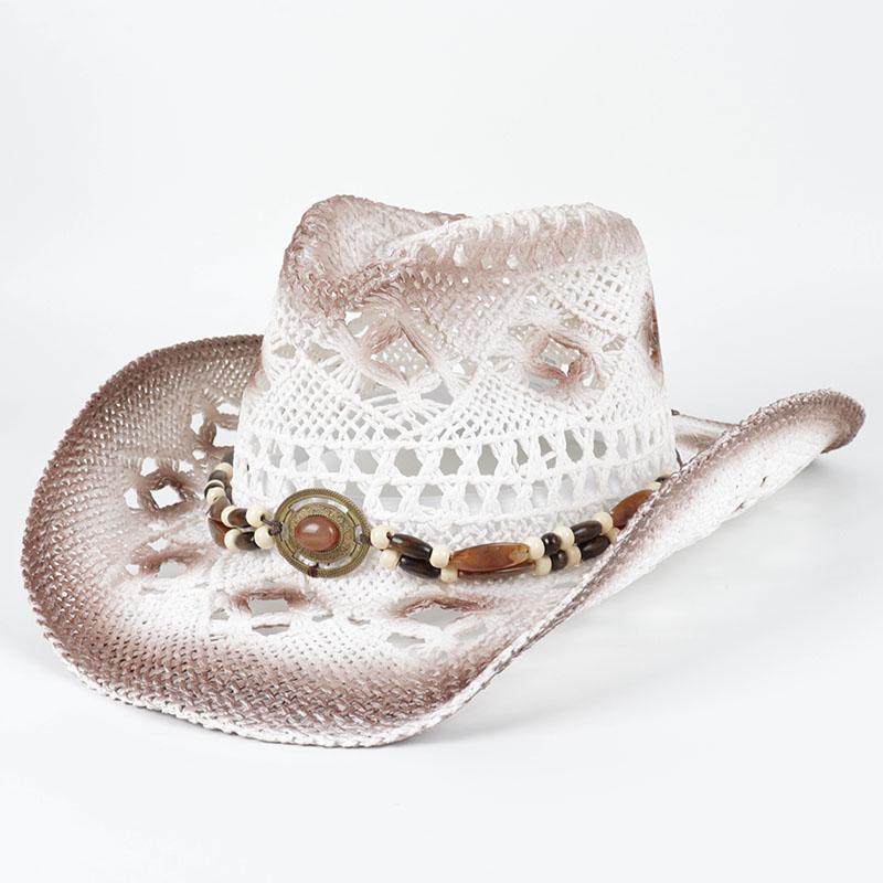 

Adult Western Men s Cowboy Hat Women New Fashion 2025 Vintage Summer Straw Hat Man Jeans Top Hats Beach Sun Protection Cap About 58cm білий