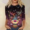 Women's Round Neck Tops Cotton Women's Casual Fashion Floral Print  Long Sleeve O-Neck Pullover Top Blouse