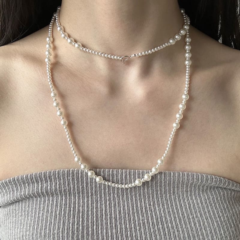 

mosxe [925silver] Bubble pearl necklace pearl