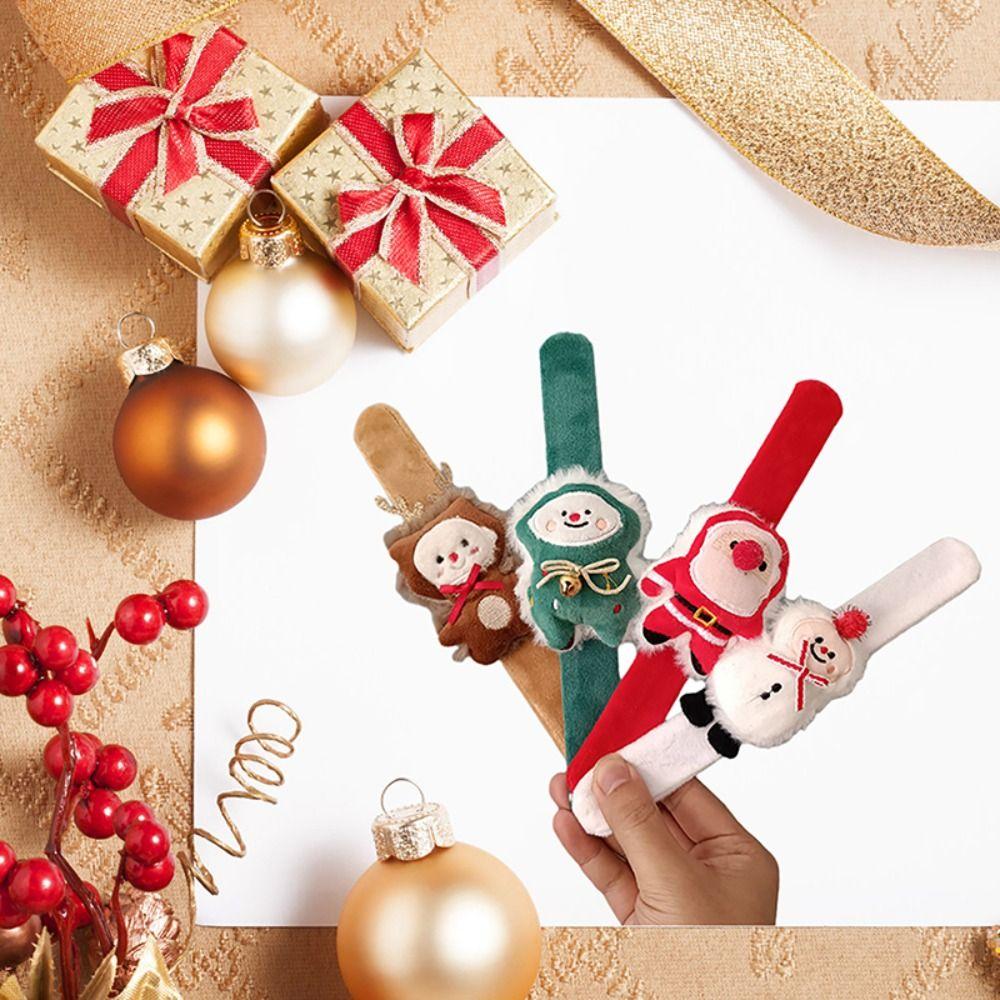 Snowman Santa Wristband With Clap Circle Elk Slap Bracelets Christmas Gifts