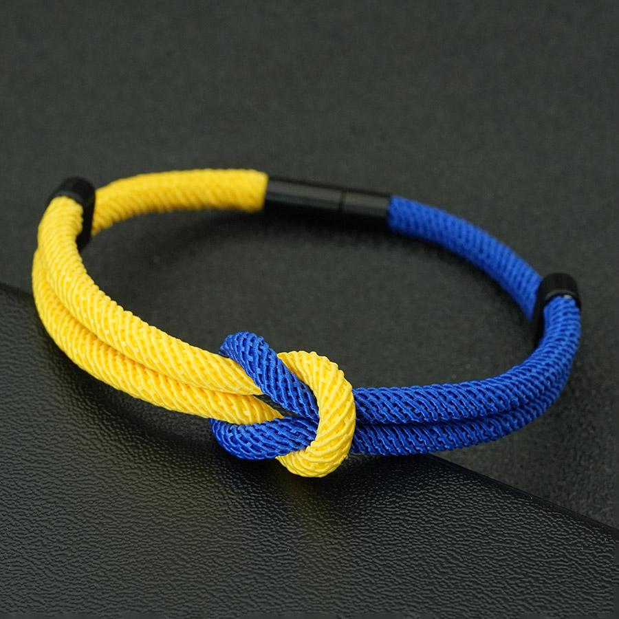 Yellow Blue Ukrainian Flag Color Braided Bracelet Adjustable Infinity Knot Couple Braclet Men Women Friendship Promise Jewelry
