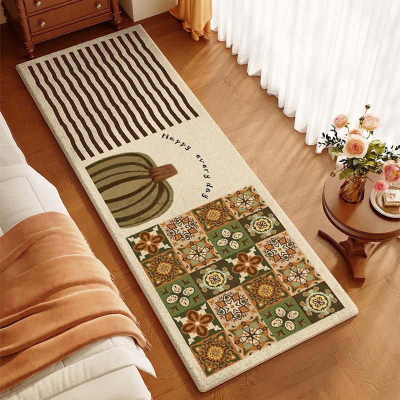 Tapis Forme Souche d'Arbre et Anneaux Annuels Antidérapant Style Rétro Chambre à Coucher Chevet Tapis décoratif Décoration de la Maison 60X180CM(2X5.9FT