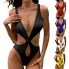 Women’s Swimsuit with Removable Padding and Wireless Design Deep V Neck Cutout Cross Front Bathing Suit
