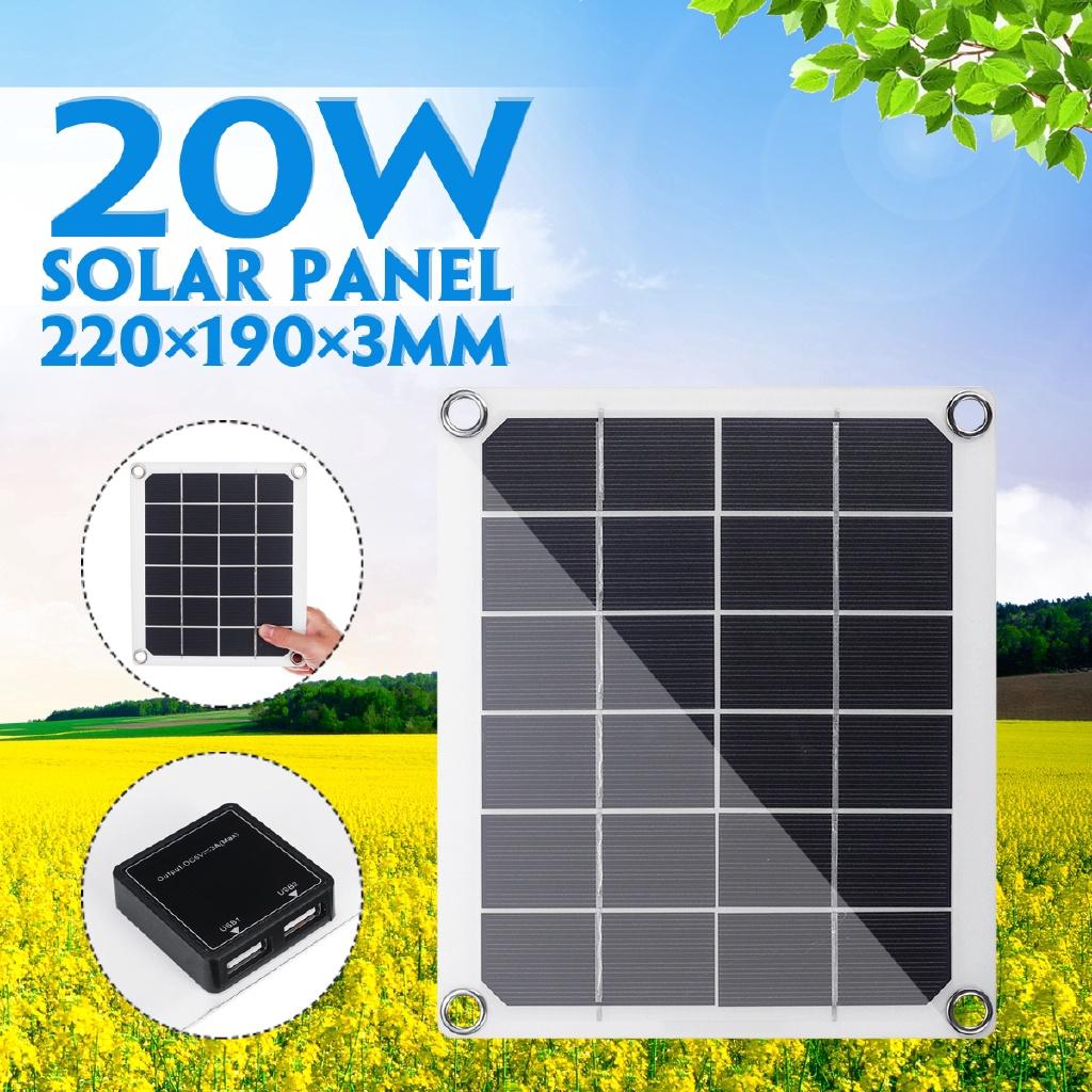 

20W Solar Panel Double USB Power Bank Board External Battery Charging Solar Cell Board Car Charger