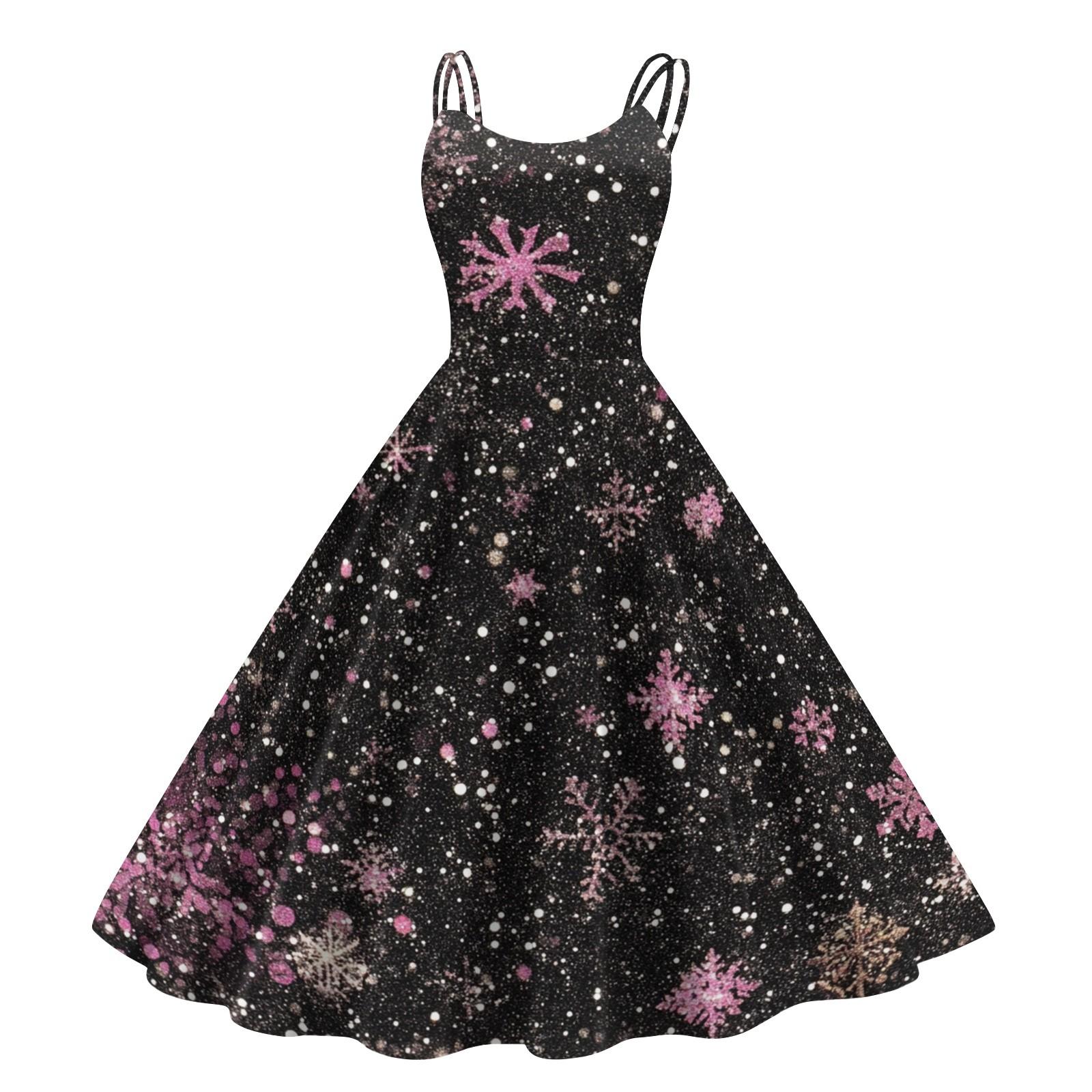 

Женское рождественское платье со снежинками и сексуальным облегающим принтом с открытыми плечами в стиле панк-ретро M